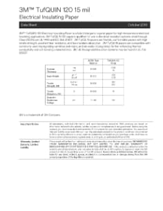 3M™ TufQUIN 120 15 mil Electrical Insulating Paper Data Sheet