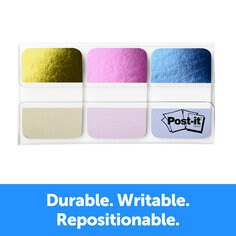 Post-it® Tabs, Foil Iridescnet Colors, 1 in x 1.5 in (25.4 mm x 38.1 mm)