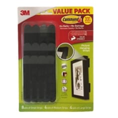 Command™ Picture Hanging Strips Black 17036BLK-VP, 24 Packs/Case