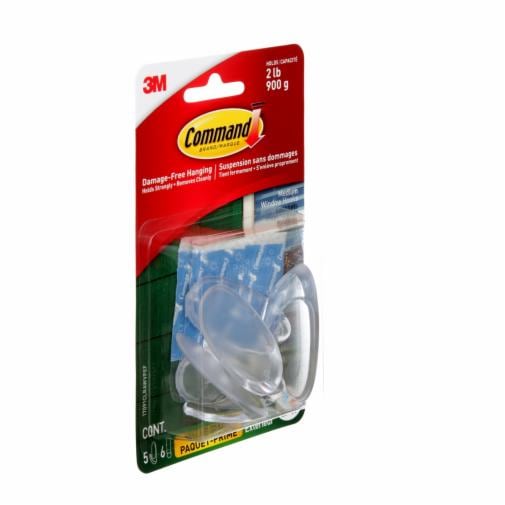 Command Outdoor Window Hooks, Clear, Medium, 5 Hooks, 6 Strips Command Outdoor Window Hooks, Clear, Medium, 5 Hooks, 6 Strips