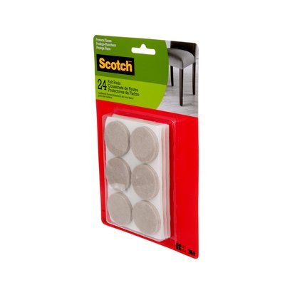 Scotch® Round Felt Pads, SP804-NA, beige, 1.5 in (3.81 cm), 24 per pack