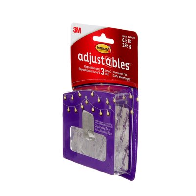 Command® Adjustables Repositionable Clips 17840CLR-14EF, 0.5 lb (225 g), 14 Clips, 30 Strips