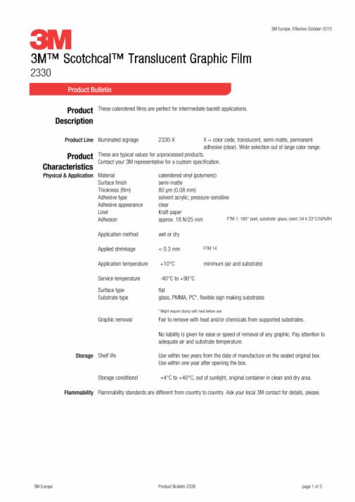 Product Bulletin 2330