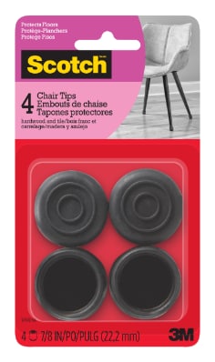 Scotch™ Chair Tips SP602-NA, Black Rubber 7/8-in 4/pk