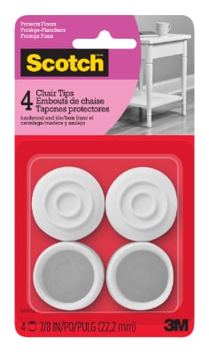 Scotch™ Chair Tips SP603-NA, White Rubber 7/8-in 4/pk