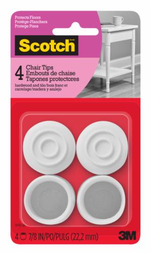 Scotch Chair Tips SP603-NA, White Rubber 7/8-In 4/Pk image Scotch Chair Tips SP603-NA, White Rubber 7/8-In 4/Pkimage
