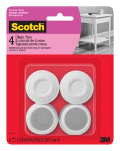 Scotch™ Chair Tips SP606-NA, White Rubber 1-1/8-in 4/pk