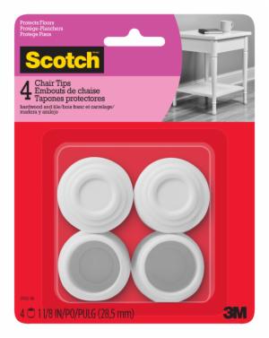 Scotch Chair Tips SP606-NA, White Rubber 1-1/8-In 4/Pkimage