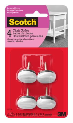 Scotch Glides SP635-NA, Nail-in Plastic, White, 1-1/16 in, 4pk image Scotch Glides SP635-NA, Nail-in Plastic, White, 1-1/16 in, 4pkimage