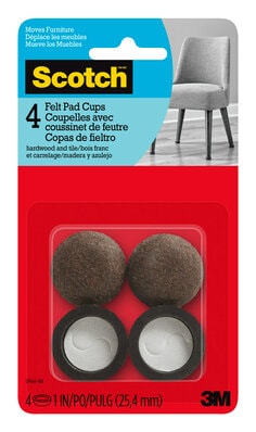 Scotch™ Felt Pad Cups SP666-NA, Adhesive Brown 1in 4/pk