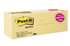 Post-it® Notes, Canary Yellow,  3 in x 3 in., 100 sheets/pad, 27 pads/pack, 