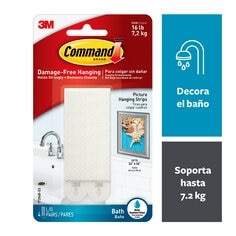 Sujetacuadros grande con tiras adhesivas resistentes al agua.