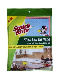 Khăn lau đa năng Scotch-Brite có thể lau sạch vết bẩn trên mọi bề mặt, thấm hút hiệu quả vượt trội