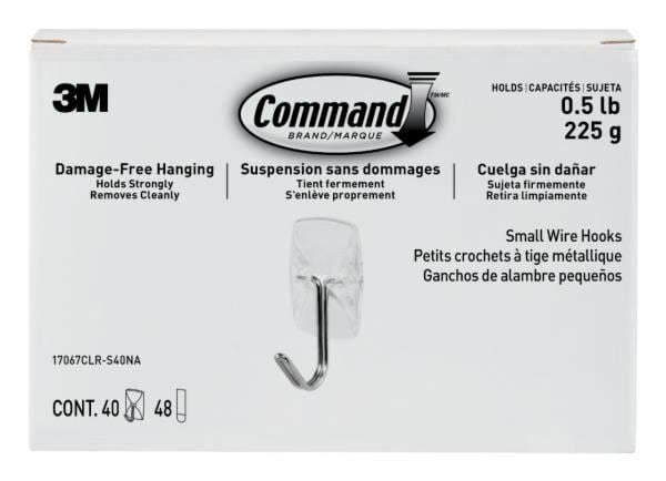 Command Clear Small Wire Hook 17067CLR-S40NA