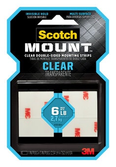 Scotch-Mount™ Clear Double-Sided Mounting Strips 410H-ST, 1 in x 3 in (2,54 cm x 7,62 cm)