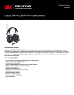 Casque 3M™ PELTOR™ WS™ LiteCom Plus