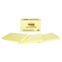 Post-it® Notes, 635-5PKSS, 3 in x 5in , Canary Yellow, Lined, 5 Pads/Pack, 100 sheets/pad