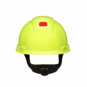 3M™ SecureFit Hard Hat H-709SFR-UV, Hi-Vis Yellow, 4-Point Pressure Diffusion Ratchet Suspension, with UVicator, 20 ea/Caseimage
