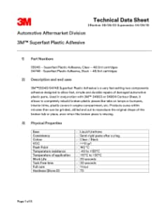 3M™ Superfast Plastic Adhesive 55045 04748 Technical Datasheet