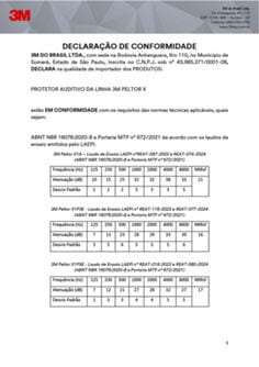 Declaração de Conformidade Abafador Peltor X