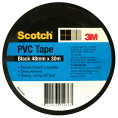 Scotch® PVC Duct Tape 944, Black, 48 mm x 30 m