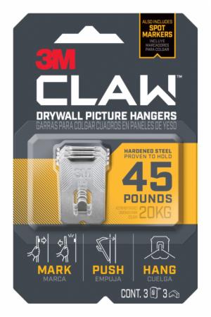 3M CLAW Drywall Picture Hanger 45 lb with Temporary Spot Marker 3PH45M-3ES-A, 3 hangers, 3 markers image 3M CLAW Drywall Picture Hanger 45 lb with Temporary Spot Marker 3PH45M-3ES-A, 3 hangers, 3 markersimage