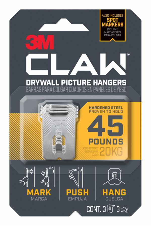 CLAW Drywall Picture Hanger 45 lb with Temporary Spot Marker 3PH45M-3ES-A