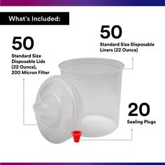 3M™ PPS™ Paint Spray Gun Cup Lids and Liners Kit, 16000, Stnd, 22 Oz, 200-micron - Contents