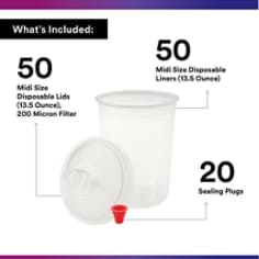 3M™ PPS™ Paint Spray Gun Cup Lids and Liners Kit, 16112, Midi, 13.5 Oz, 200-micron - Contents