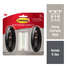 Command™ Curtain Rod Hooks, 2 hooks, 2 strips, 17053ORB-2ES