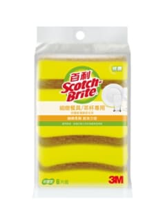 3M™ 百利™ 細緻餐具/茶杯專用海綿菜瓜布─好握型 41YUB-6M, 6片裝