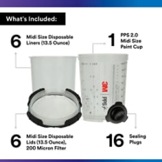 3M™ PPS™ 2.0 Paint Spray Gun System Starter Kit, 26170,13.5 oz,200-micron - Contents