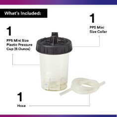 3M™ PPS™ H/O Pressure Cup with Air Hose, 16121, Mini, 6 Ounces - Contents