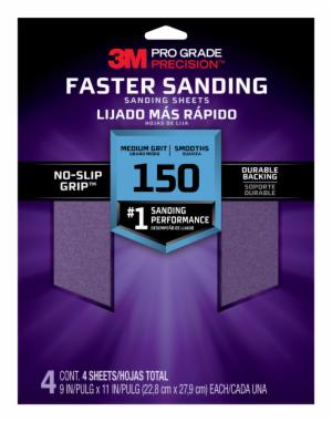 3M™ Pro Grade Precision Faster Sanding Sanding Sheets 26150PGP-4, 9 in x 11 in, 150 grit, Medium, 4/pkimage