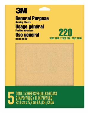 3M™ Aluminum Oxide Sandpaper Very Fine, 9000NA, 9 in x 11 in, 5/pkimage