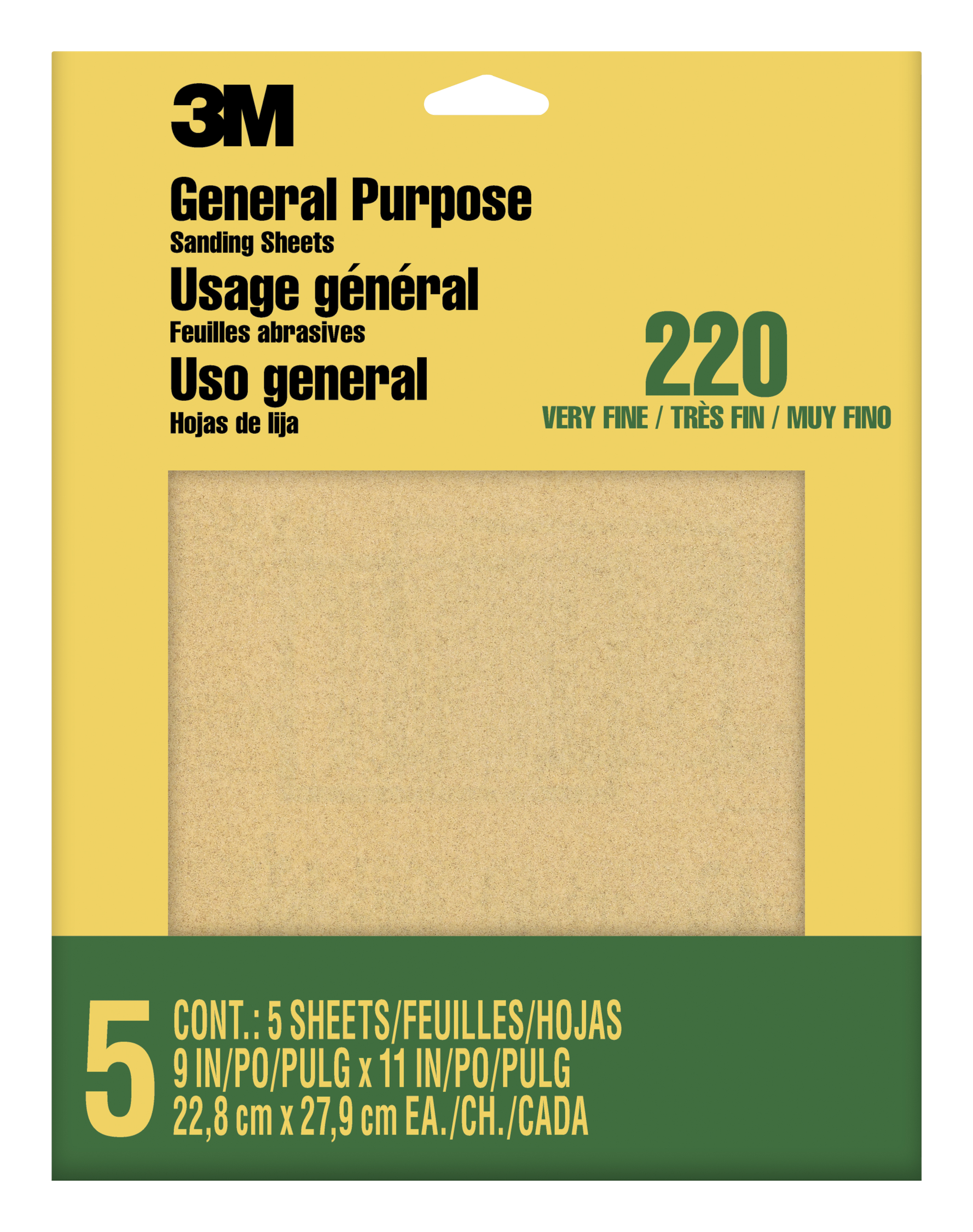 3M™ Aluminum Oxide Sandpaper Assorted Grit, 9005NA, 9 in x 11 in, 5/pk