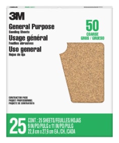 3M™ Aluminum Oxide Sandpaper 99406NA-M, 9 in x 11 in, 50 grit