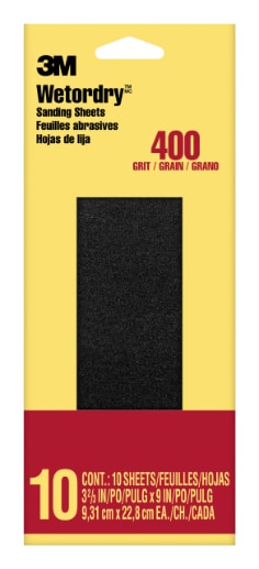 3M™ Imperial™ Wetordry™ Sandpaper, 3.66 in. X 9 in., 400 Grit, 10 Sheets/Pack