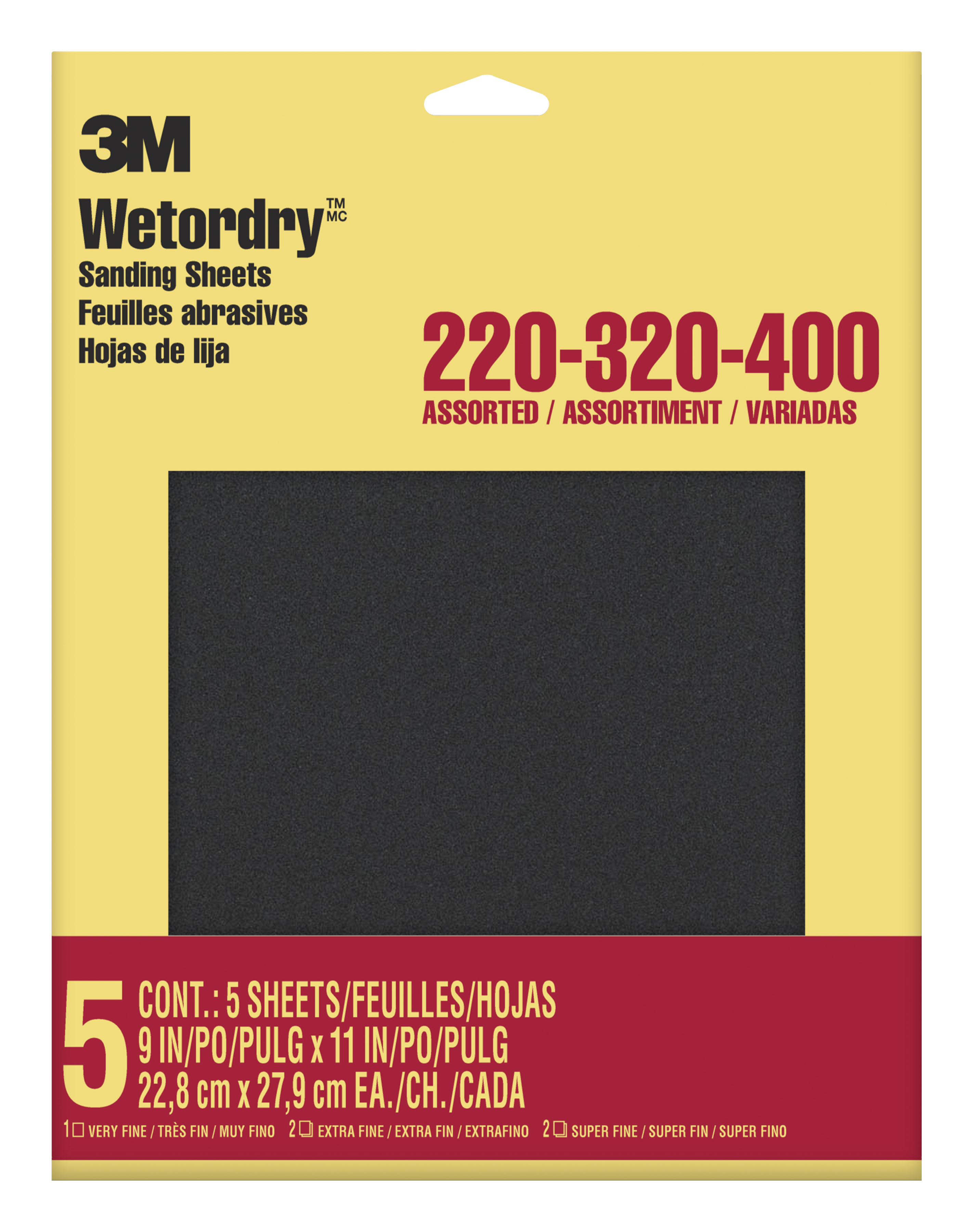 3M™ Drywall Sanding Sheets 10204-A, 4 3/16 in x 11 1/4 in, M-127, 100D grit