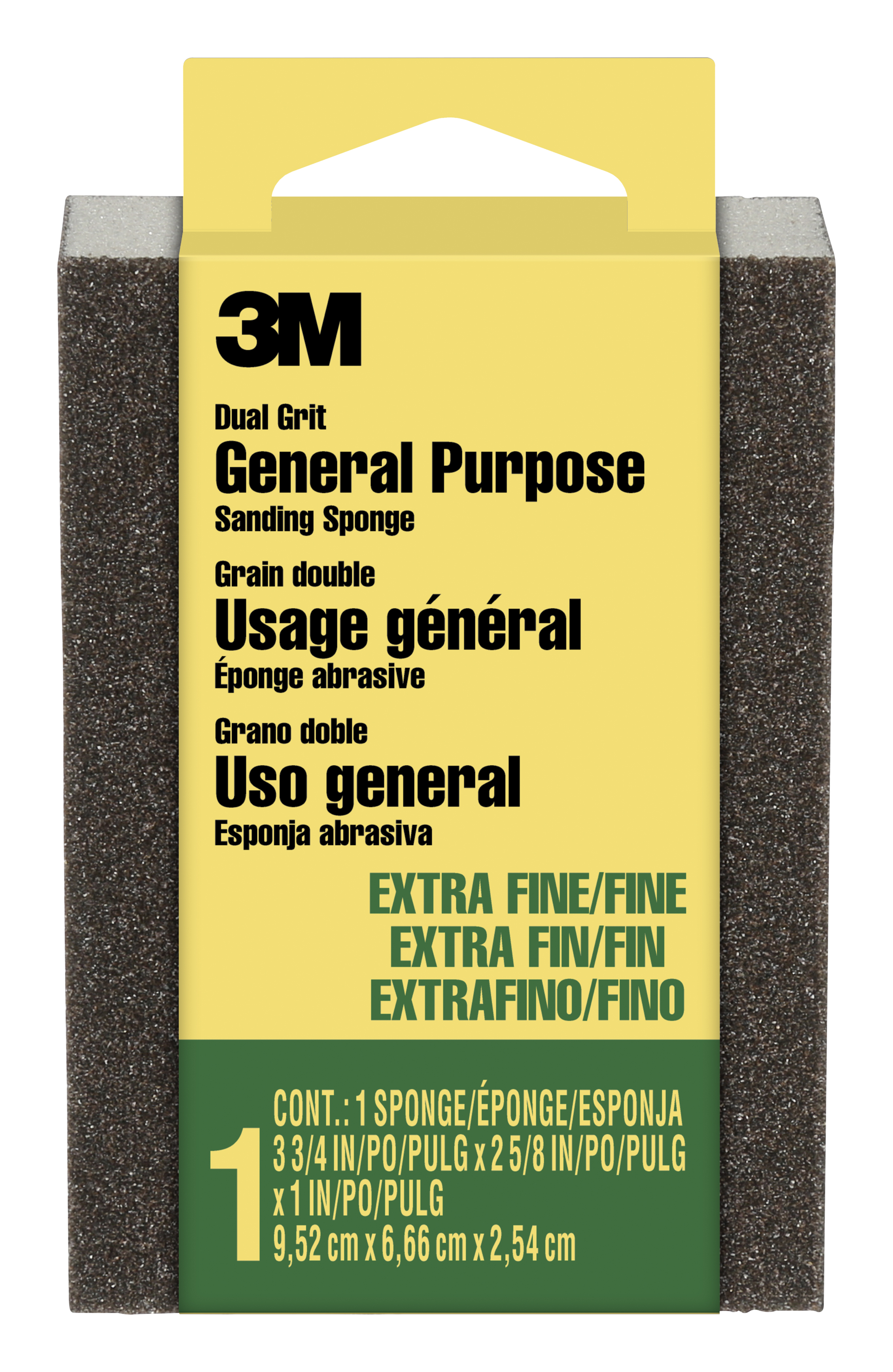3M™ Sanding Sponge 907-ESF, Dual Grit Block, Extra Fine/Fine, 3 3/4 in x 2 5/8 in x 1 in (9.52 cm x 6.66 cm x 2.54 cm), 24 ea/cv
