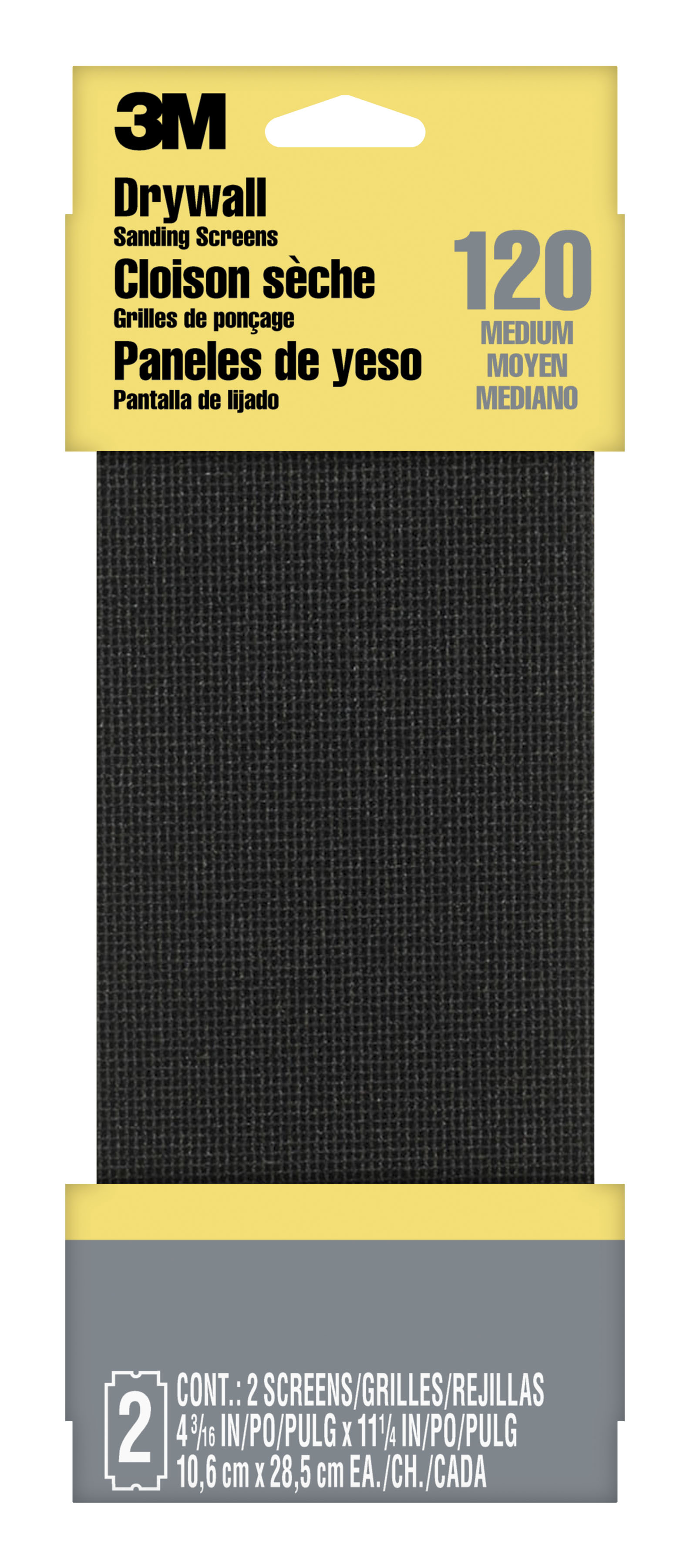 3M™ Drywall Sanding Screens 9090NA-DC, 4 3/16 in x 11 1/4 in, Medium Grit, 2 Screens/Pack, 20 Packs/Case