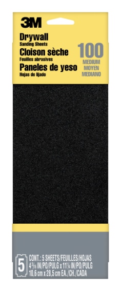 3M™ Drywall, Plaster Sanding Sheets, 4-3/16 in. x 11-1/4 in., Medium Grit, 5/Pack