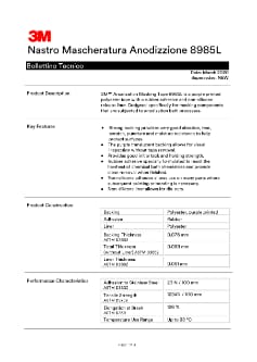 3M™ 8985L Nastro Mascheratura Anodizzione Bollettino Tecnico 