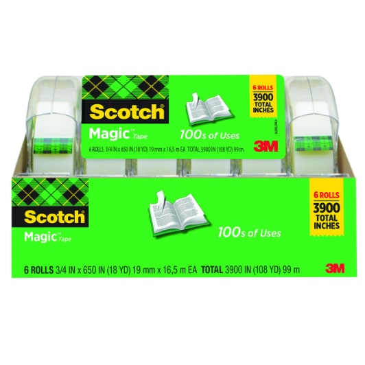 Invisible Tape, 1 in x 2,592 in, Transparent, Pack Of 6 Rolls