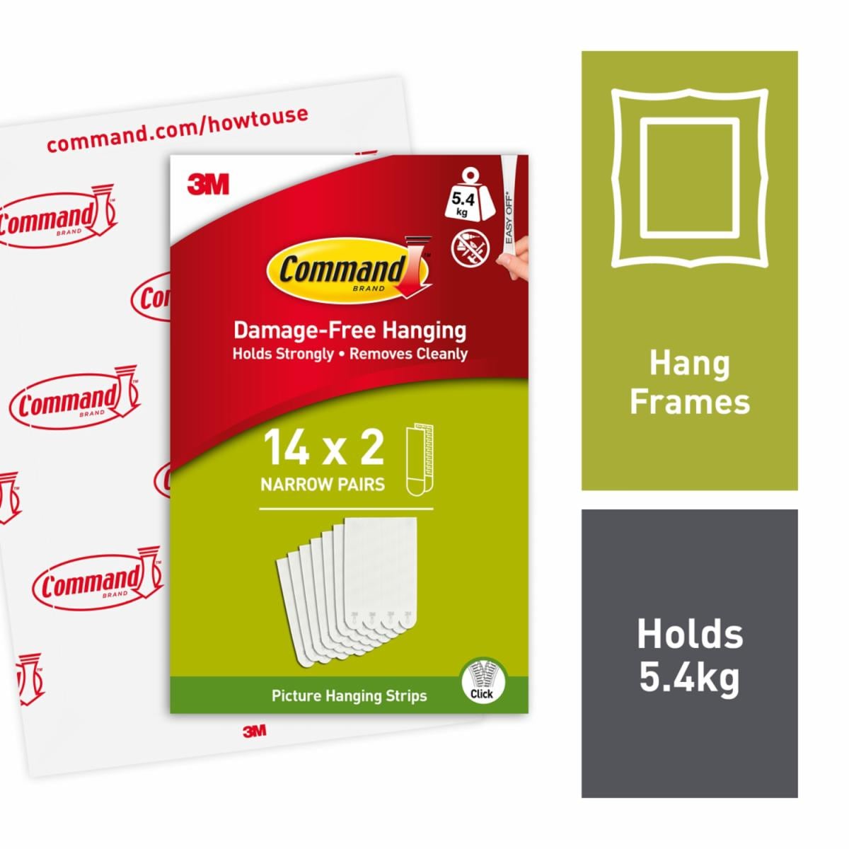 Command™ Narrow Picture Hanging Strips White PH20714EU 3M Ireland