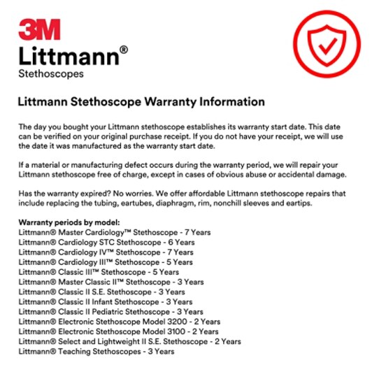 3M™ Littmann® Cardiology IV Stethoscope - Warranty Information