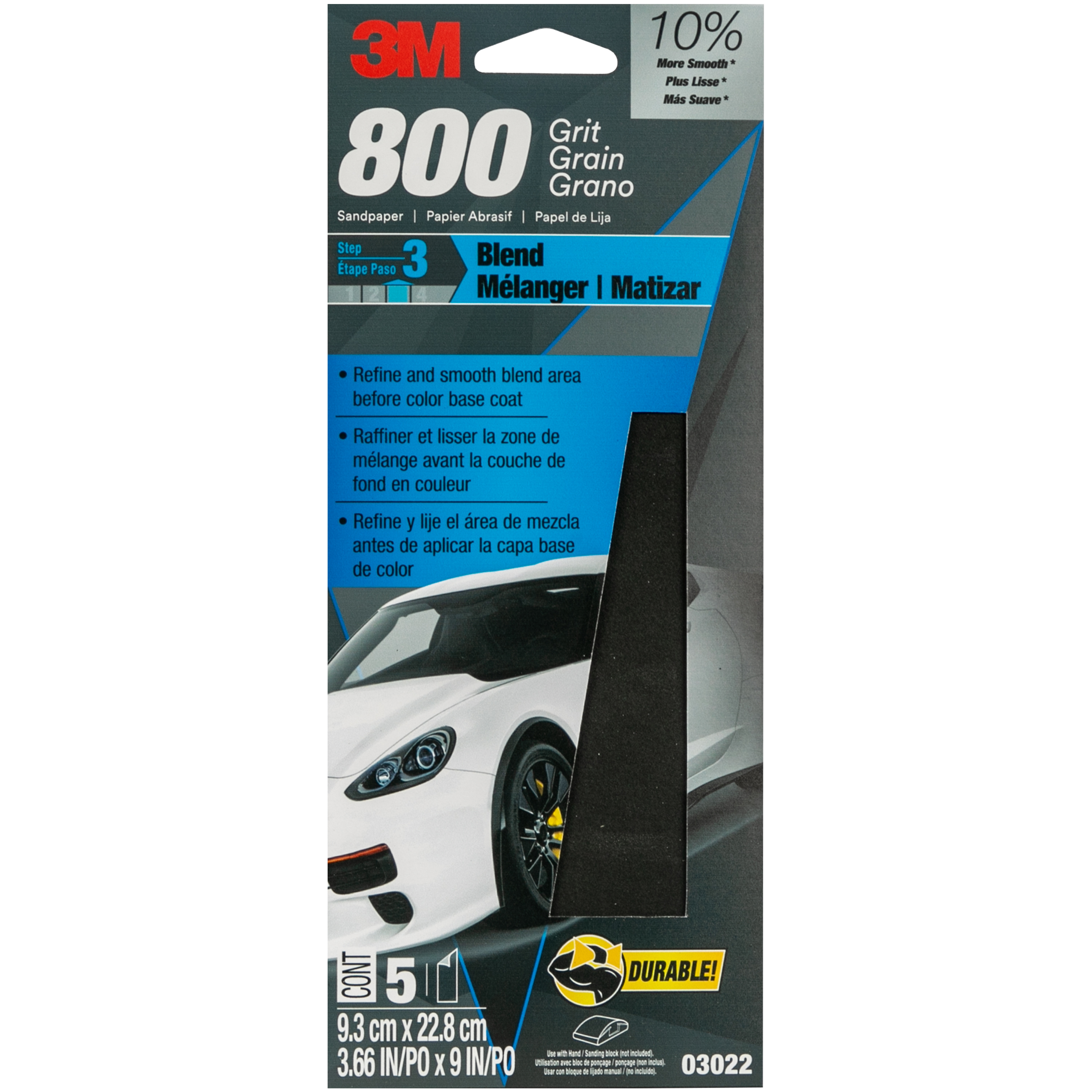 3M™ Sandpaper 03031, 180 Grit, 3-2/3 in x 9 in, 6/Pack, 20 Pack/Case