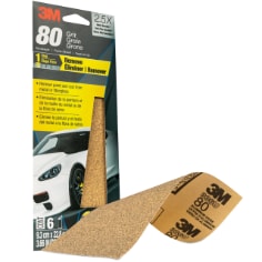 3M™ Sandpaper 03035, 3-2/3 in x 9 in, 80 Grit, 20 Pack/Case