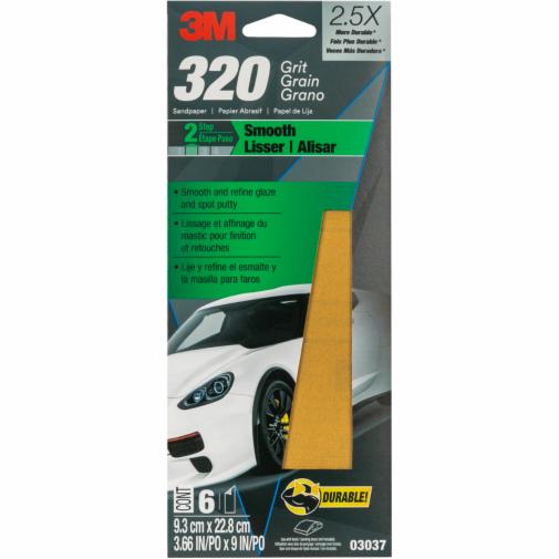 3M™ Sandpaper 03037, 3-2/3 in x 9 in, 320 Grit 20 Pack/Case