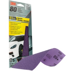 3M™ Performance Sandpaper 03076, 3-2/3 in x 9in, 80 Grit, 5/Pack, 20 Pack/Case